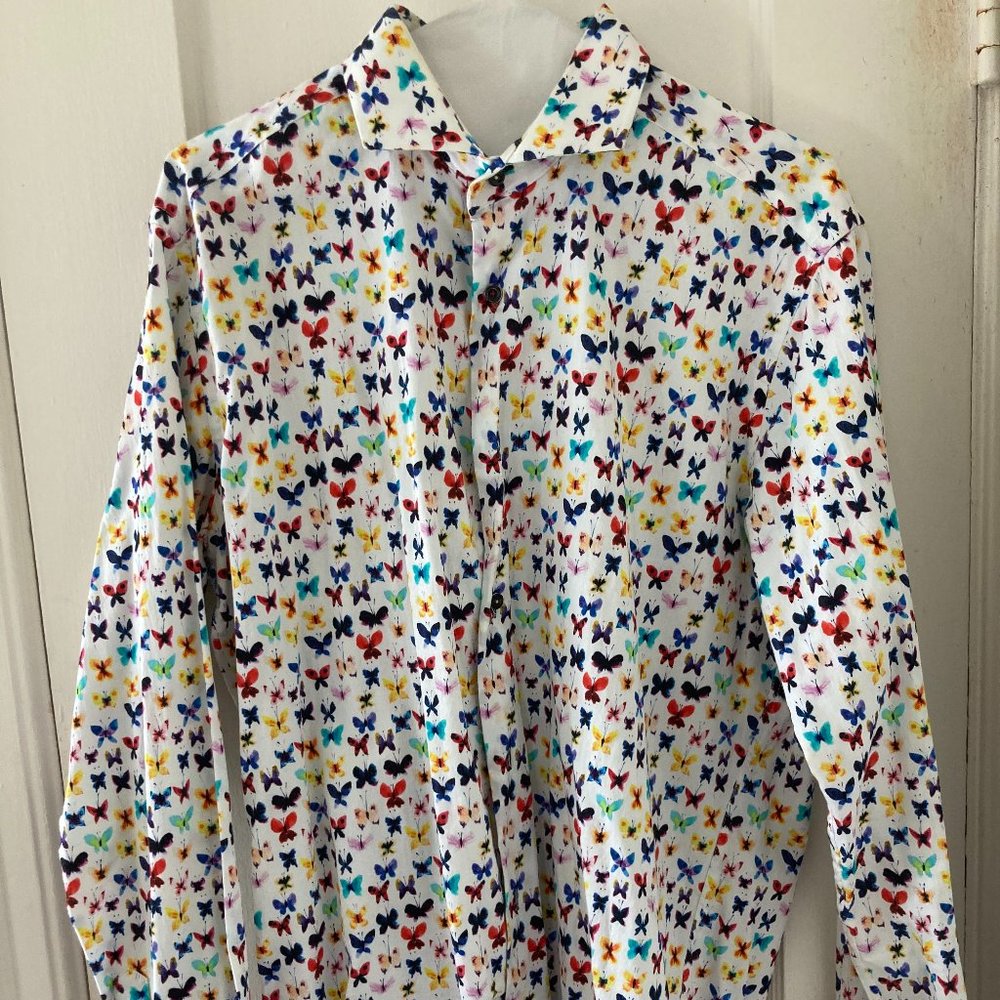 Men's Butterfly Patterned Sport Shirt- M - 7 Downie St.